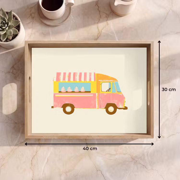 Tablett - Eiscreme-Wagen - Retro - Softeis - Rosa — 7
