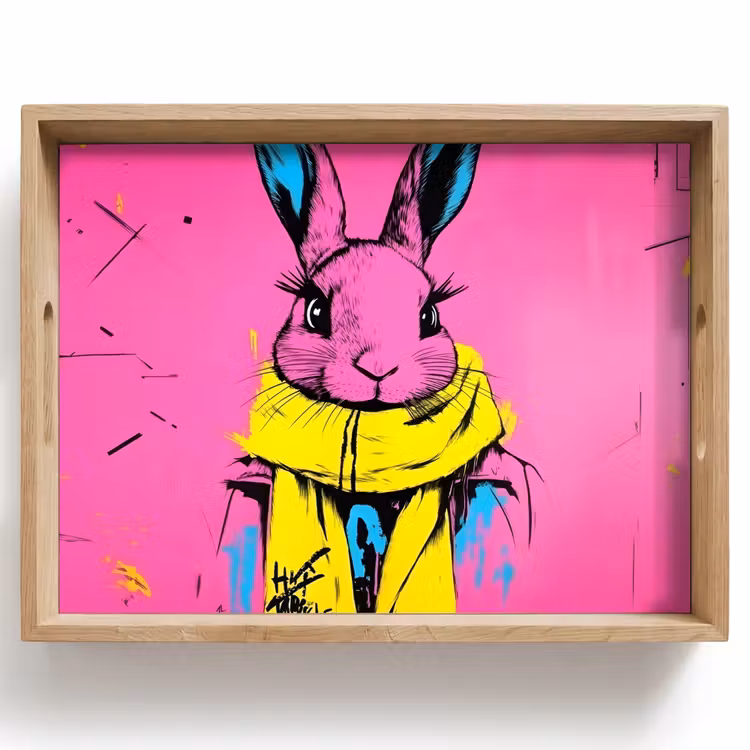 Tablett - Kaninchen - Hellrosa - Schal - Abstrakt — 1