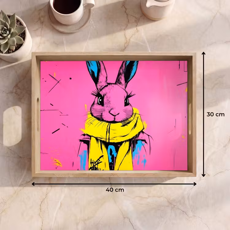 Tablett - Kaninchen - Hellrosa - Schal - Abstrakt — 7