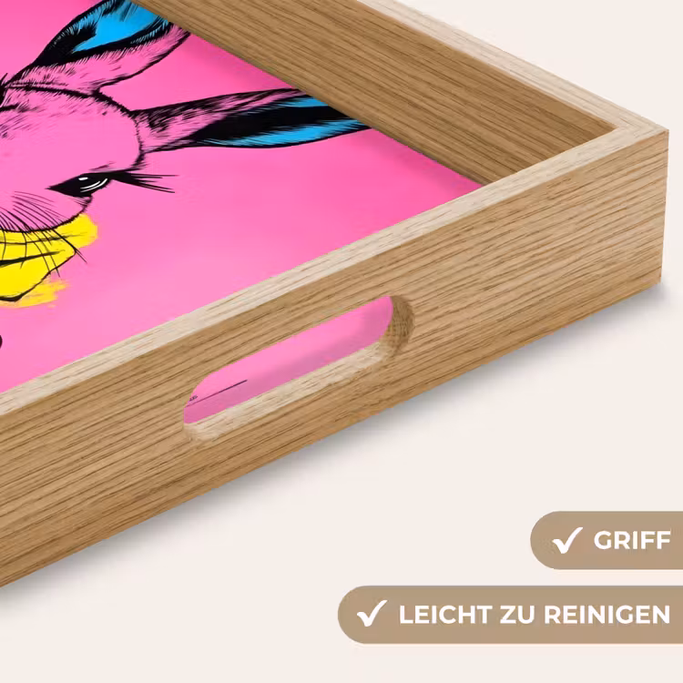 Tablett - Kaninchen - Hellrosa - Schal - Abstrakt — 8