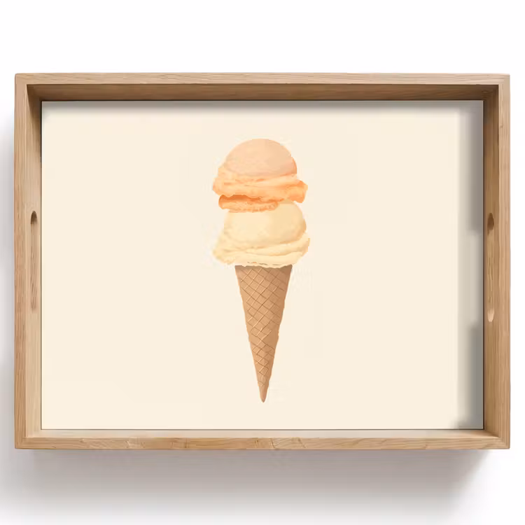 Tablett - Minimalist - Schaufel Eiscreme - Horn - Beige — 1