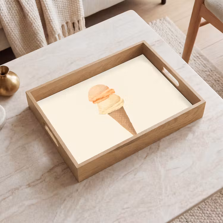 Tablett - Minimalist - Schaufel Eiscreme - Horn - Beige — 2