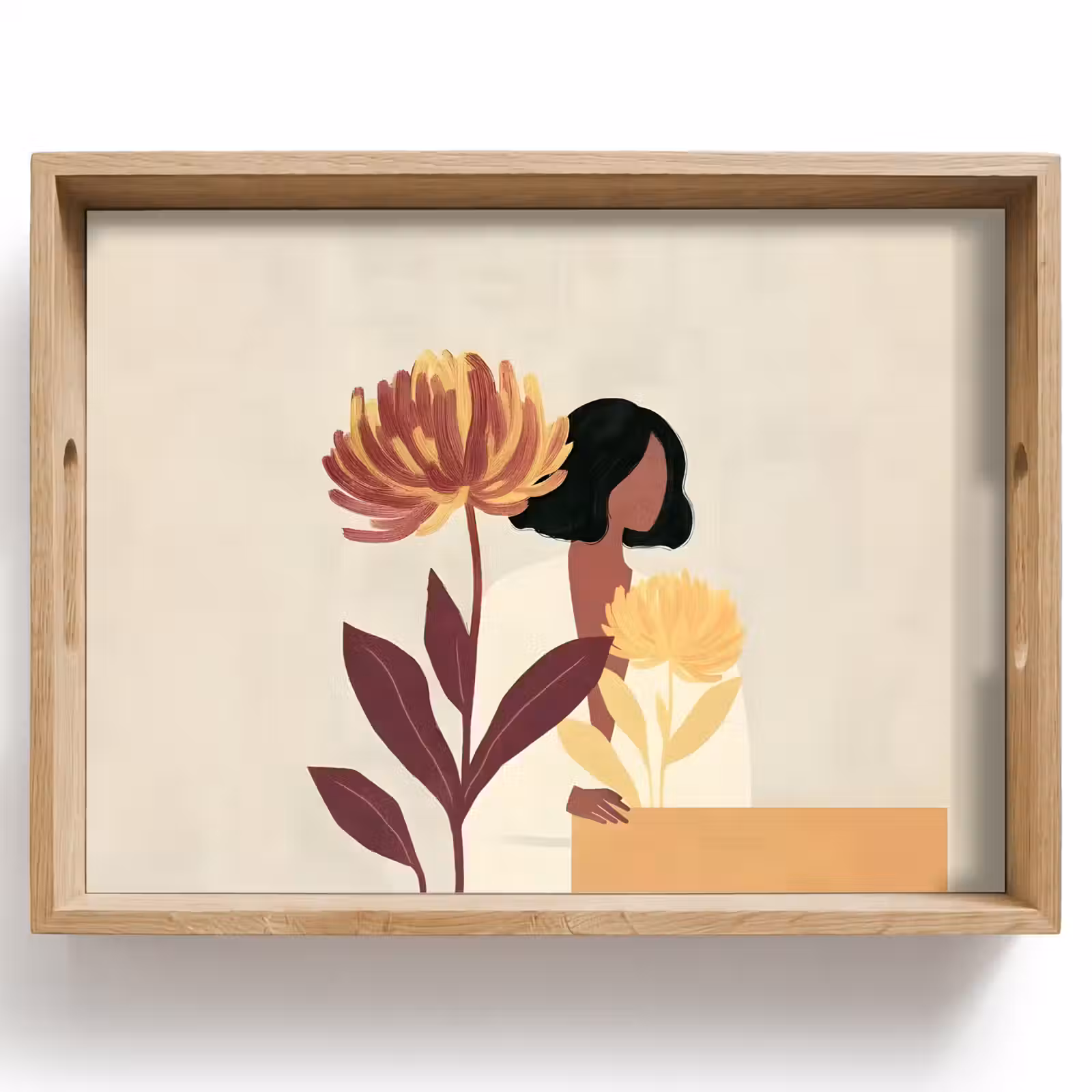 Tablett - Frau - Minimalistisch - Blume — 1