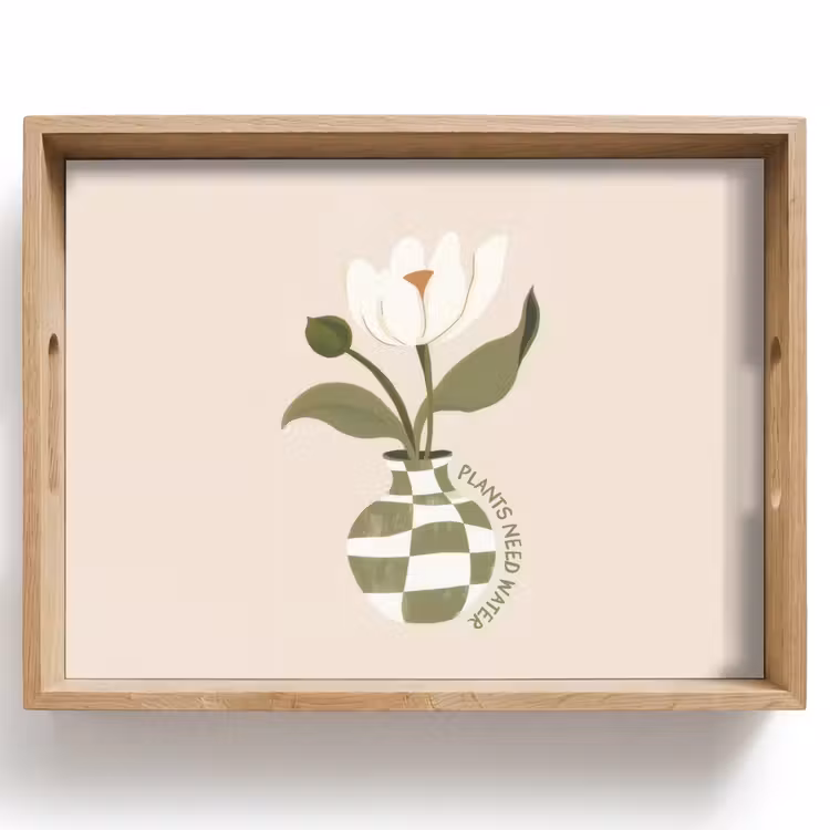 Tablett - Blume - Weiß - Vase - Zitat — 1