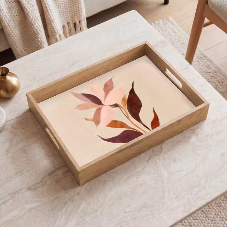 Tablett - Blumen - Blütenblätter - Minimalistisch - Rosa — 2