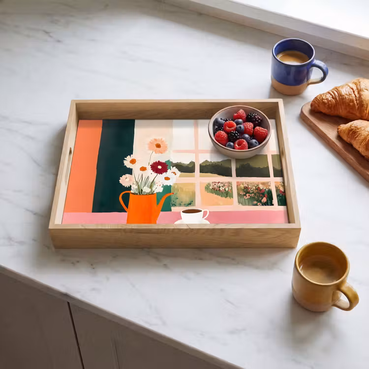 Tablett - Blumen - Kaffee - Fenster — 3