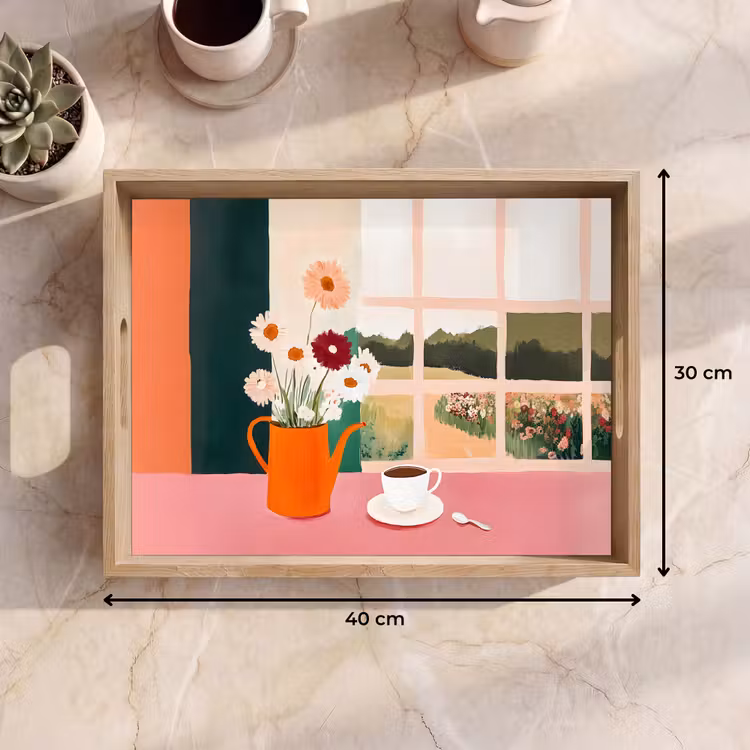 Tablett - Blumen - Kaffee - Fenster — 7
