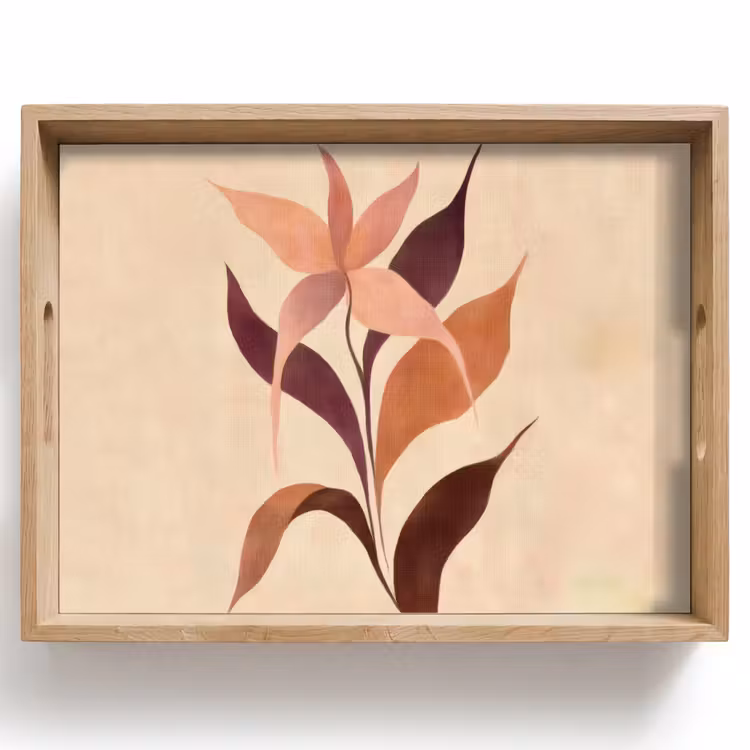 Tablett - Minimalistisch - Blume - Blätter - Beige — 1