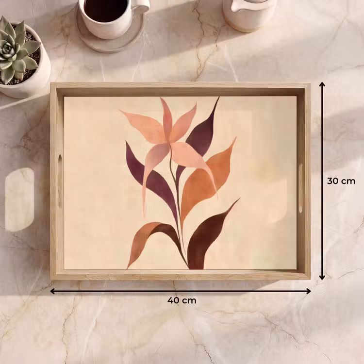 Tablett - Minimalistisch - Blume - Blätter - Beige — 7