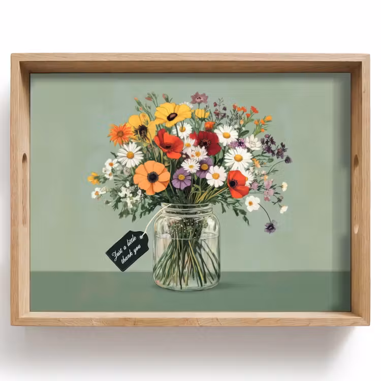 Tablett - Blumen - Vase - Karte — 1
