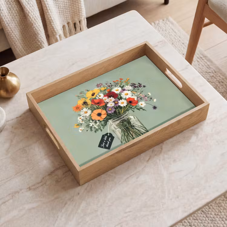 Tablett - Blumen - Vase - Karte — 2