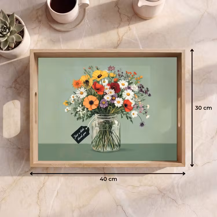Tablett - Blumen - Vase - Karte — 7