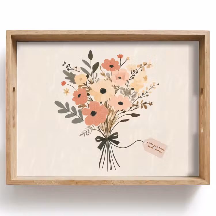 Tablett - Blumen - Zitat - Beige - Farbband — 1