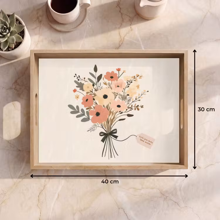 Tablett - Blumen - Zitat - Beige - Farbband — 7