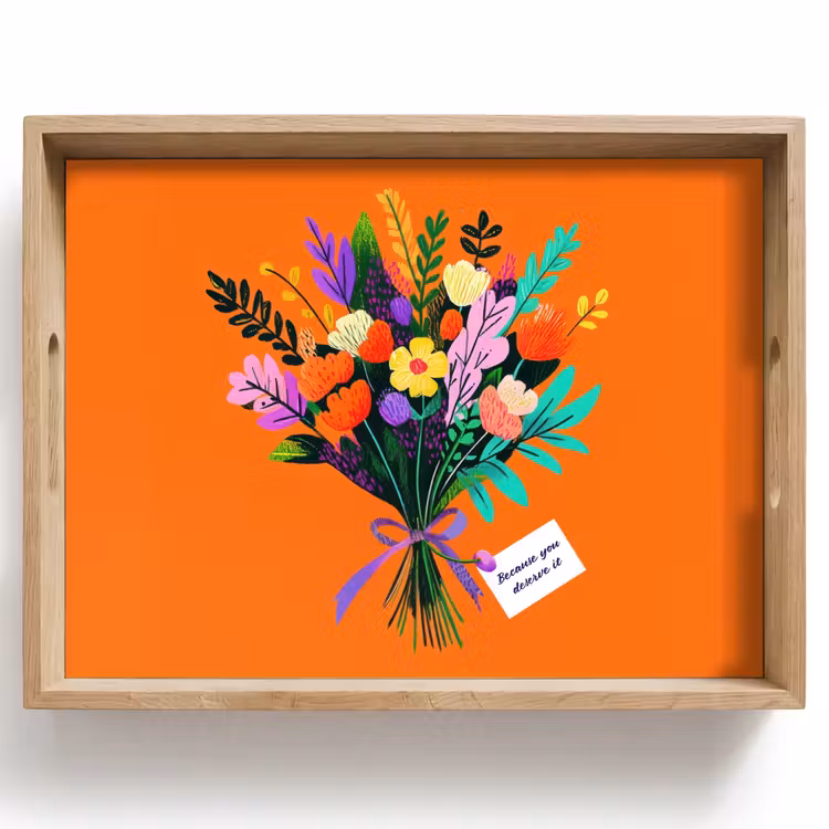 Tablett - Karte - Blumenstrauß - Blumen — 1