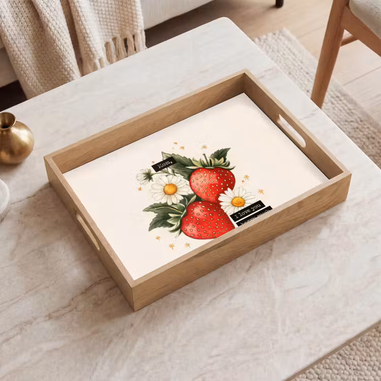 Tablett - Erdbeeren - Gänseblümchen - Zitat - Sterne — 2