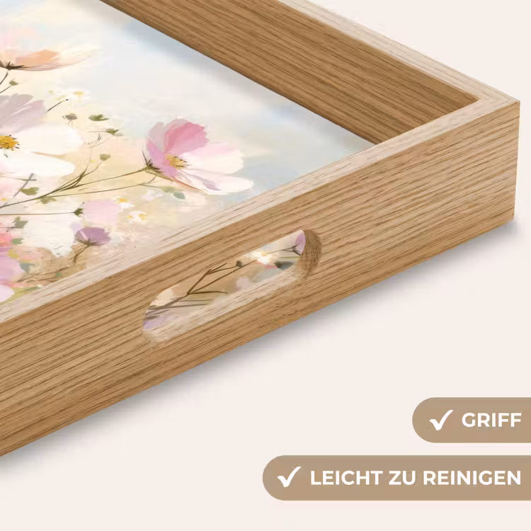 Tablett - Blumenfeld - Helle Farbtöne - Gemalt — 8