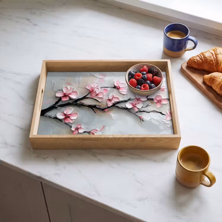 Tablett - Blüte - Künstlerisch - Rosa - Sakura — 3