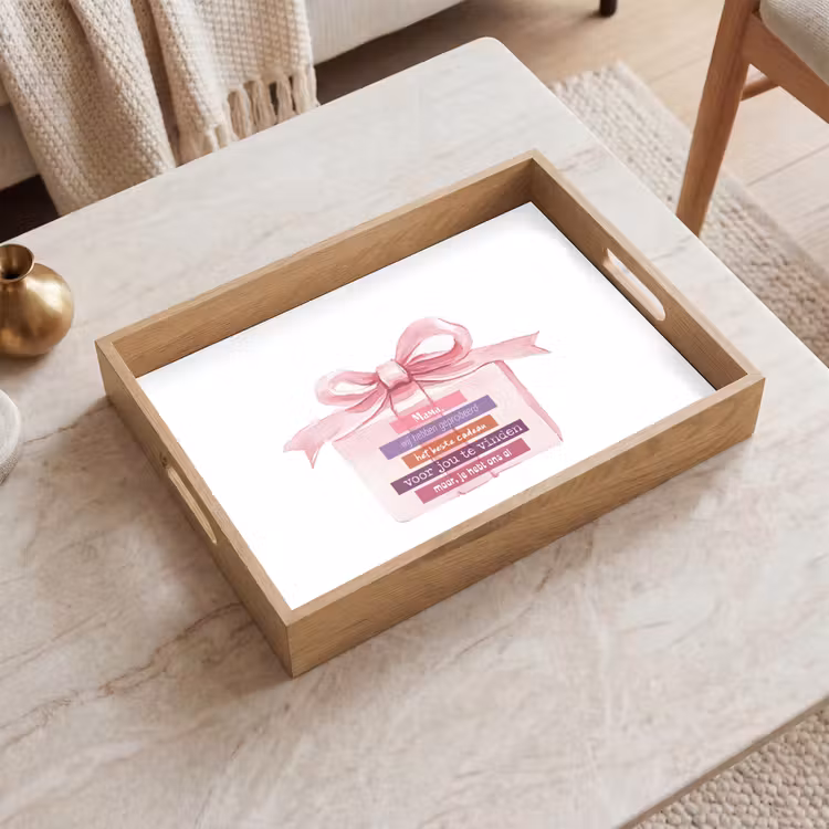 Tablett - Geschenk - Schleife - Text - Rosa — 2