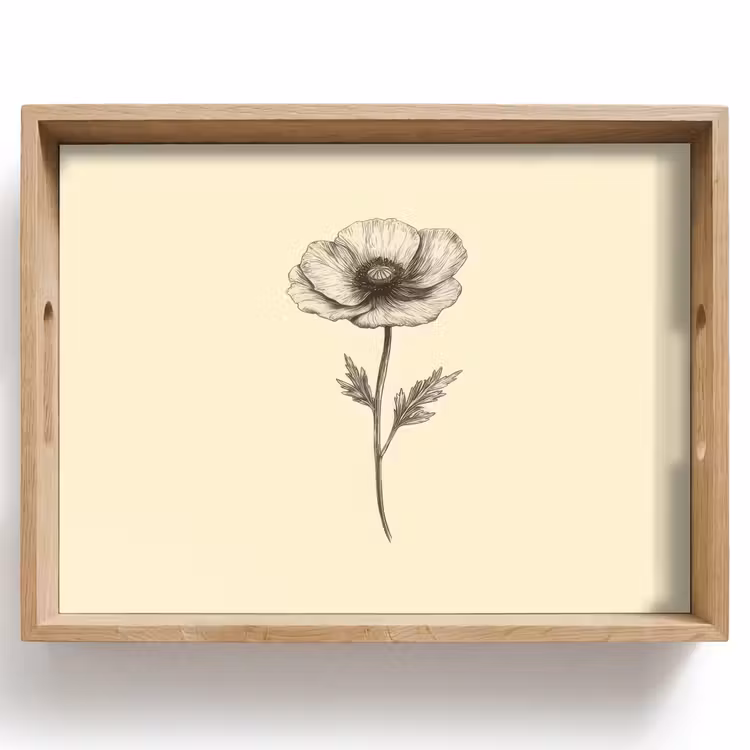 Tablett - Mohn - Illustration - Schwarz — 1
