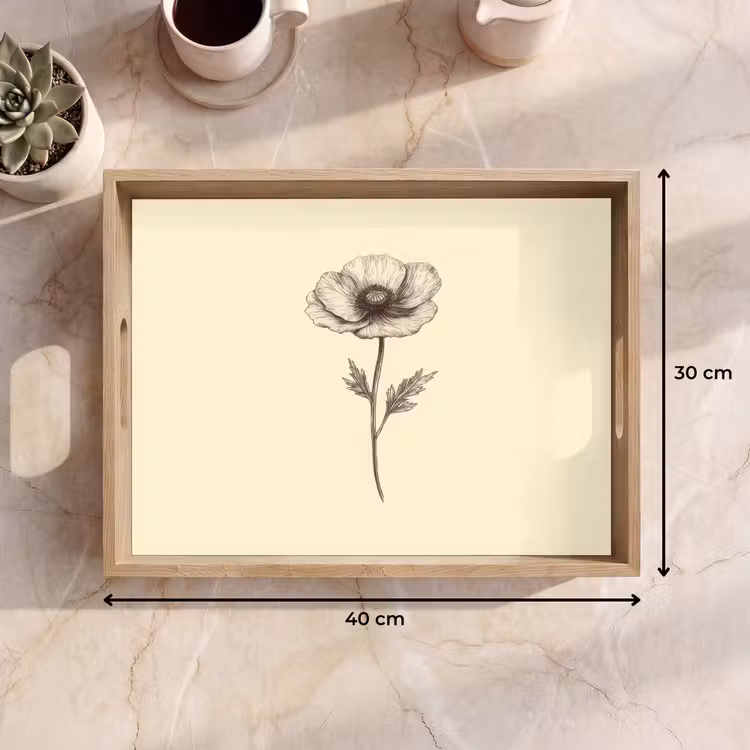 Tablett - Mohn - Illustration - Schwarz — 7