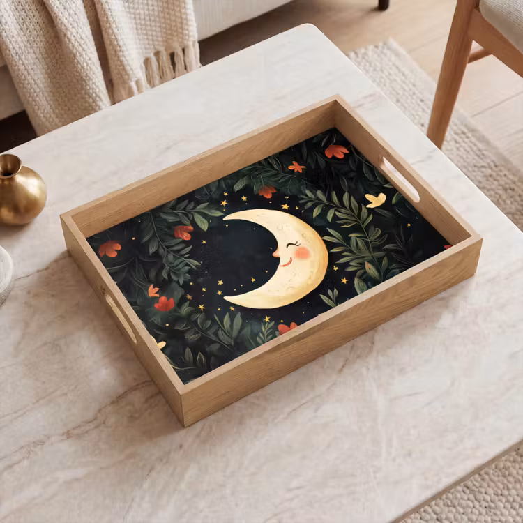 Tablett - Mond - Blumen - Nachthimmel — 2