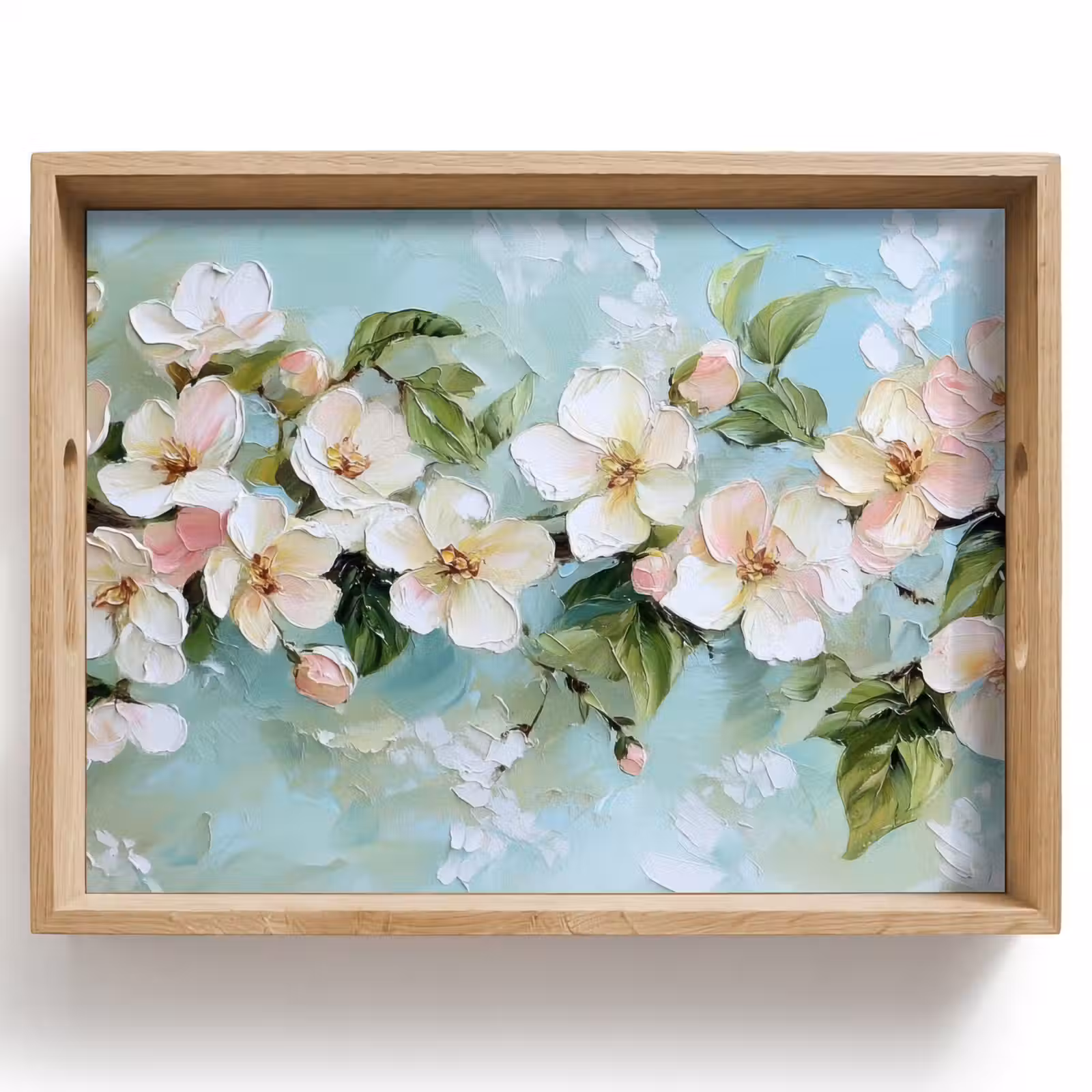 Tablett - Blossom - Blätter - Hellblau — 1