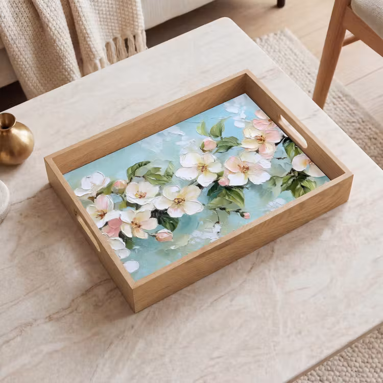 Tablett - Blossom - Blätter - Hellblau — 2