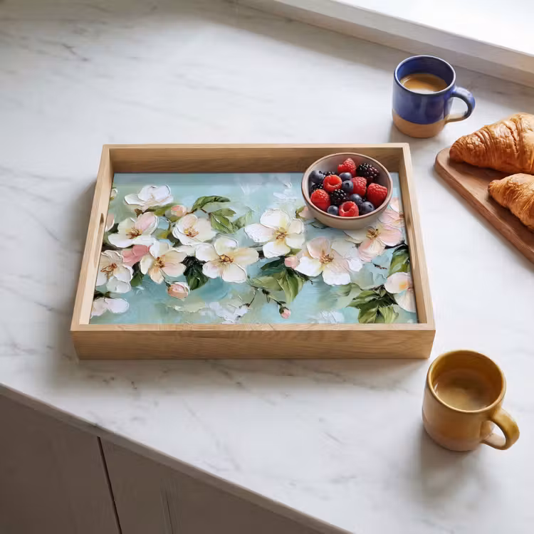 Tablett - Blossom - Blätter - Hellblau — 3