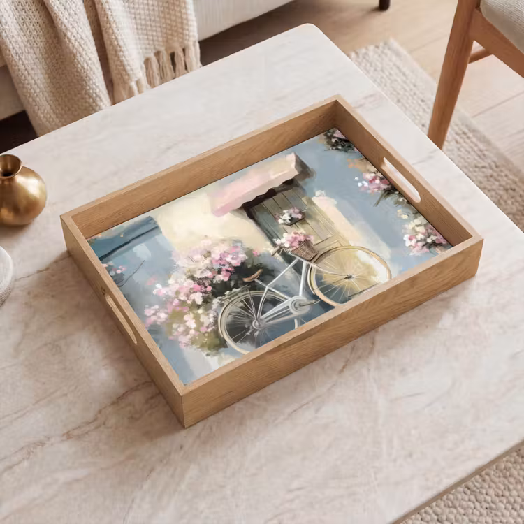 Tablett - Fahrrad - Pastellfarben - Blumen — 2
