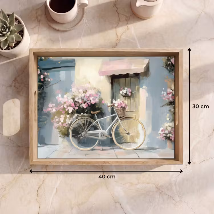 Tablett - Fahrrad - Pastellfarben - Blumen — 7