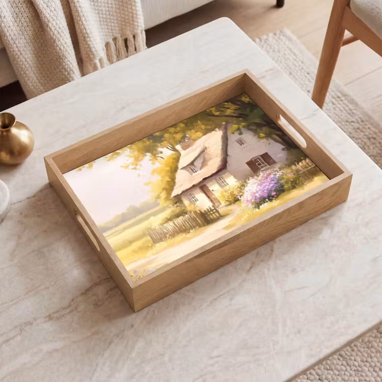 Tablett - Landhaus - Holz - Blumen — 2