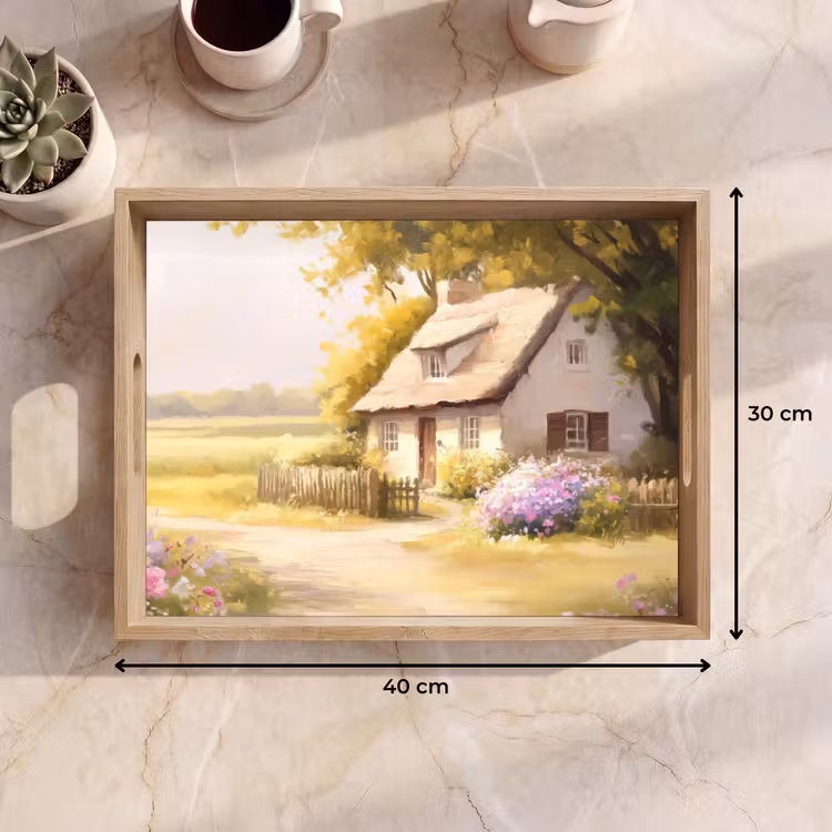 Tablett - Landhaus - Holz - Blumen — 7