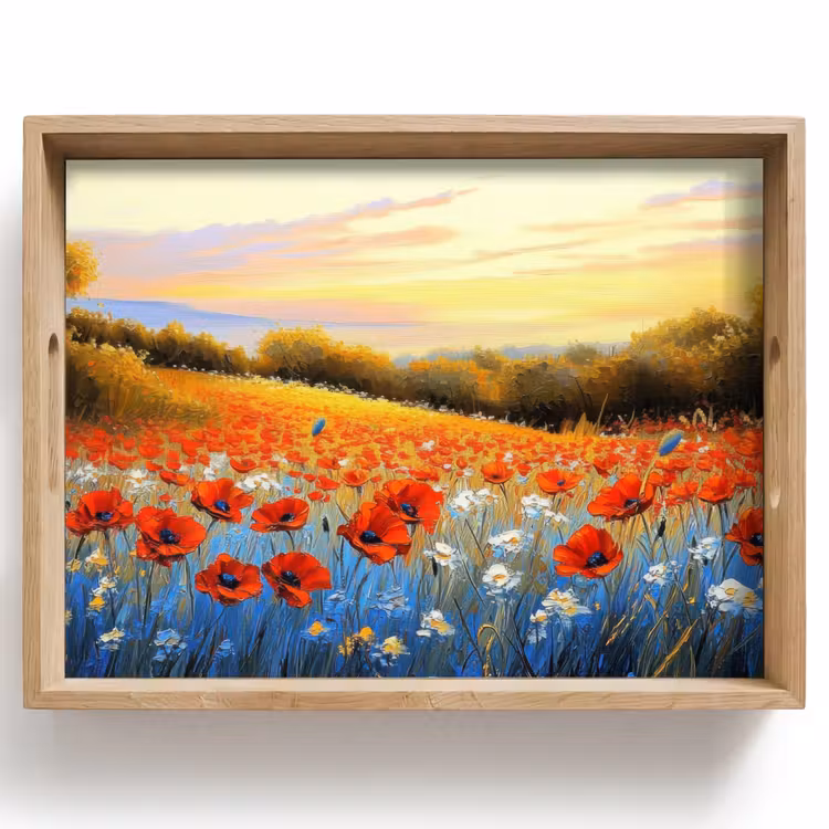 Tablett - Mohn - Blumenfeld - Farbenfroh — 1