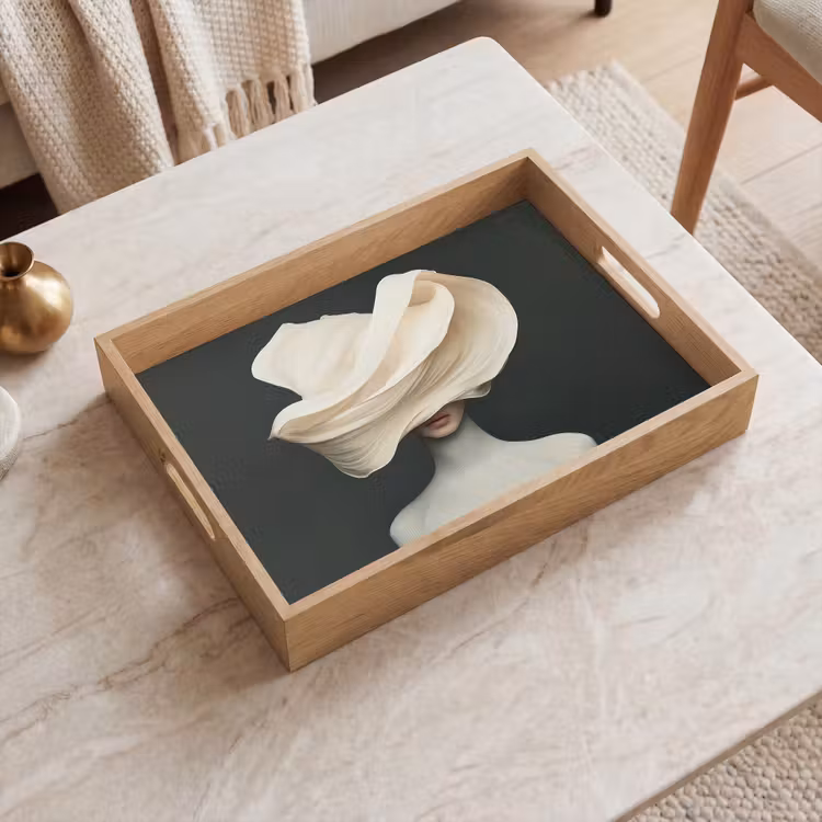 Tablett - Frau - Beige - Hut — 2