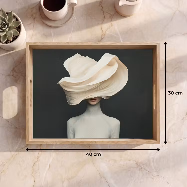Tablett - Frau - Beige - Hut — 7