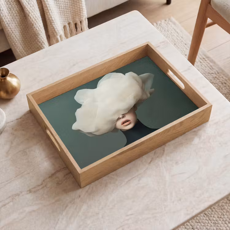 Tablett - Hut - Frau - Beige — 2