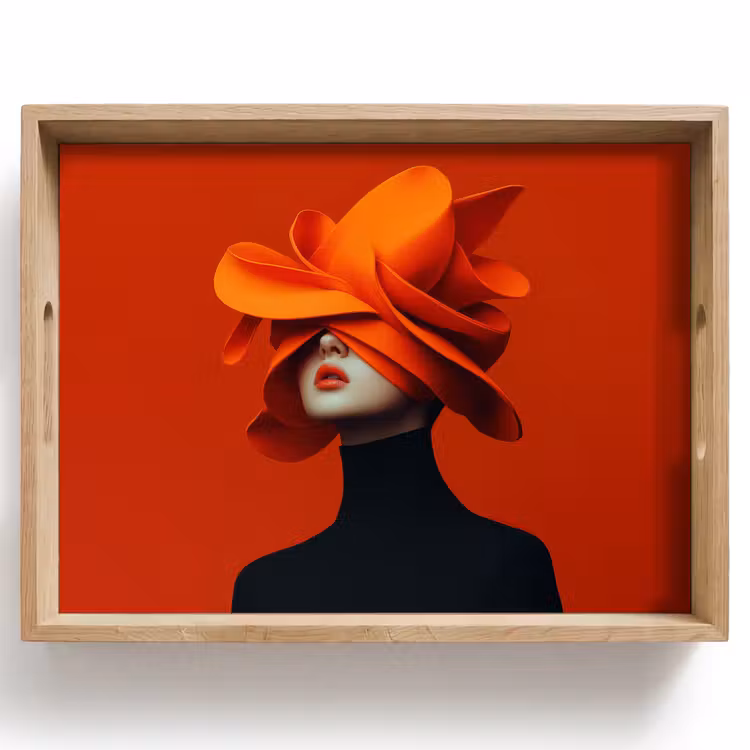 Tablett - Orange - Hut - Frau — 1