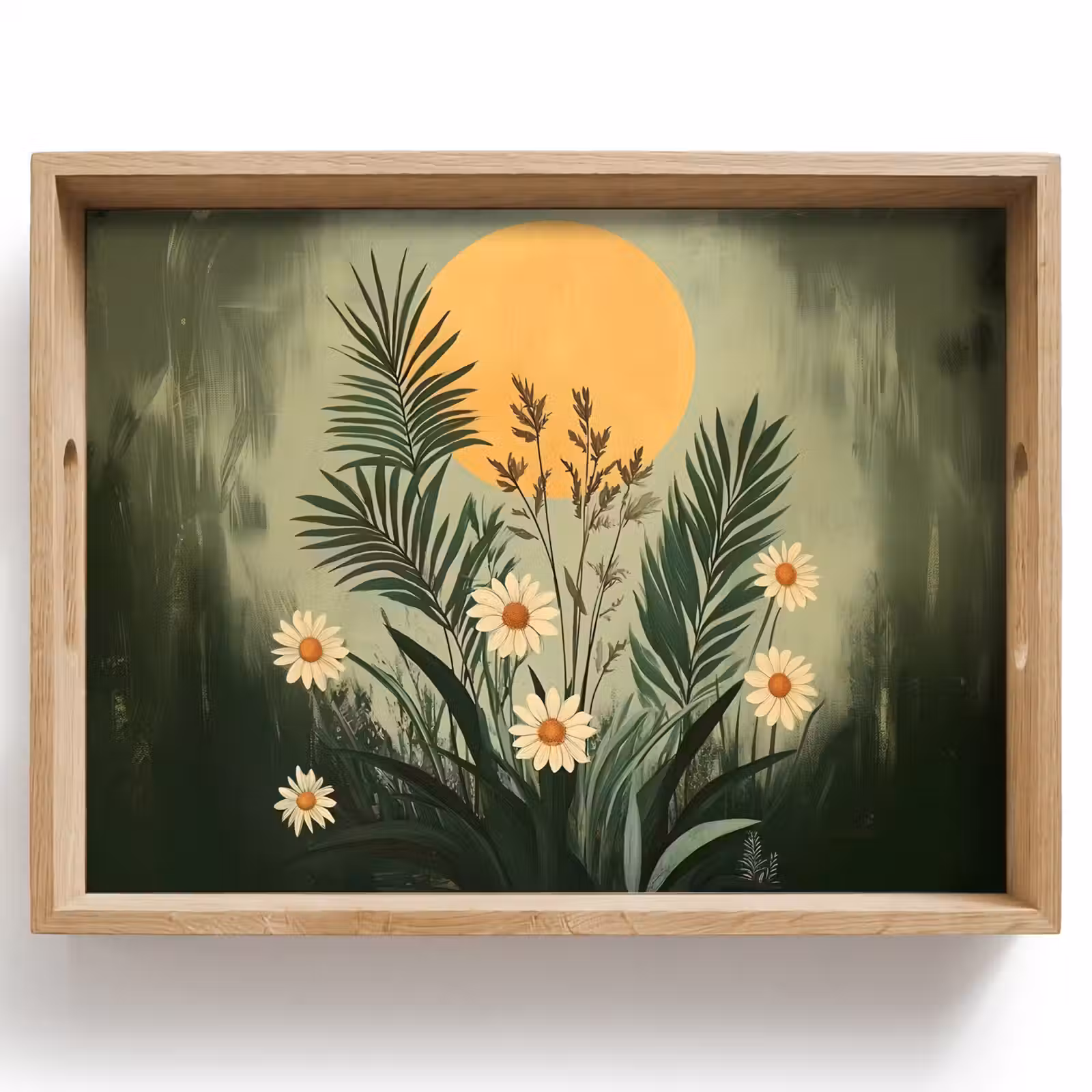 Tablett - Blumen - Blätter - Sonne - Grün — 1