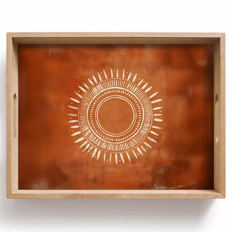 Tablett - Abstrakt - Linien - Sonnenstrahlen - Rötlichbraun — 1