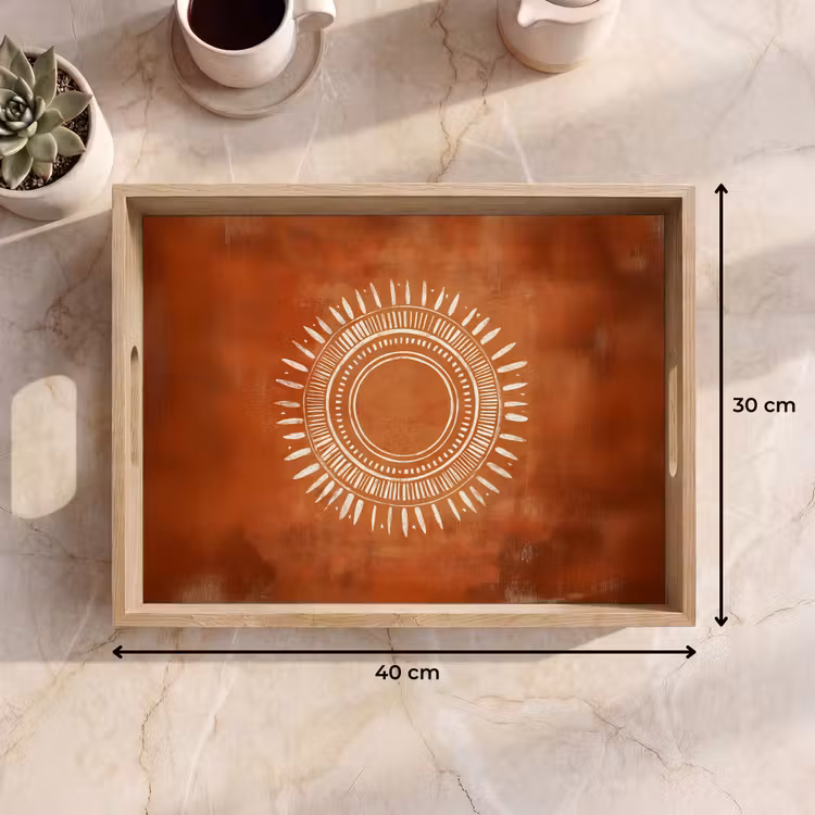 Tablett - Abstrakt - Linien - Sonnenstrahlen - Rötlichbraun — 7