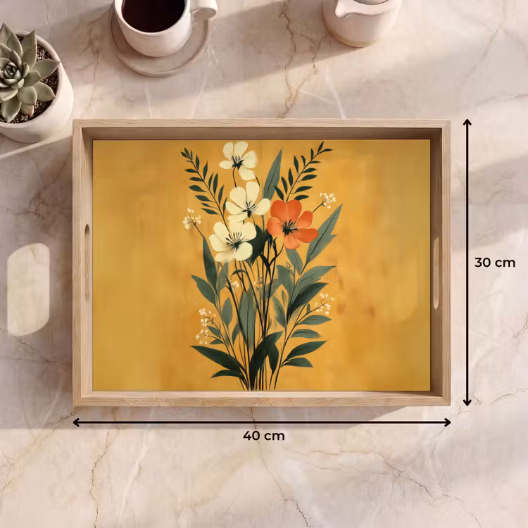 Tablett - Blätter - Blumenstrauß - Gelb — 7