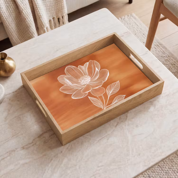 Tablett - Blume - Minimalistisch - Weiß — 2