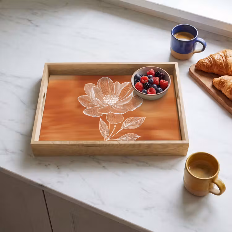 Tablett - Blume - Minimalistisch - Weiß — 3
