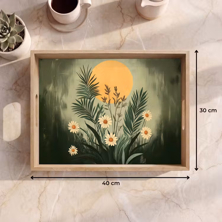Tablett - Blumen - Blätter - Sonne - Grün — 7