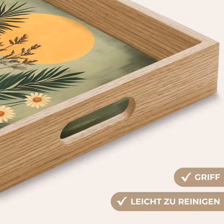 Tablett - Blumen - Blätter - Sonne - Grün — 8