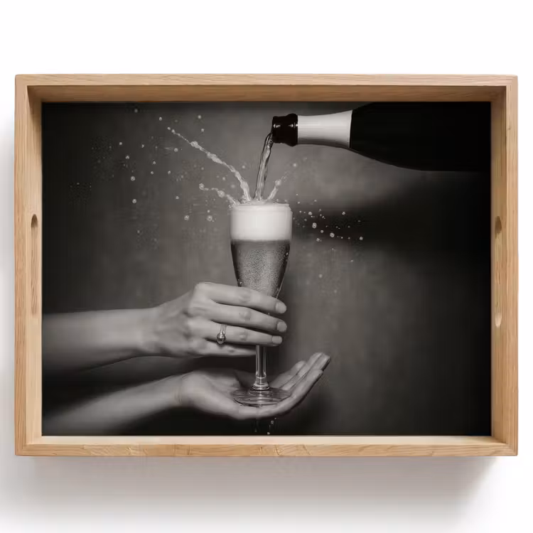 Tablett - Champagnerflasche - Glas - Minimalistisch - Spritzer — 1