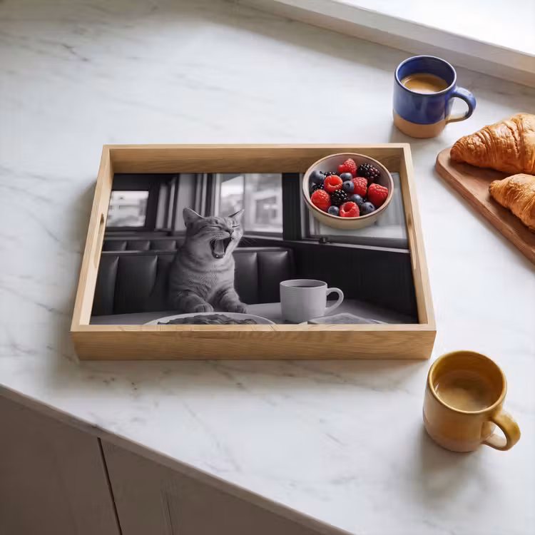 Tablett - Katze - Kaffee - Brot - Schwarz — 3