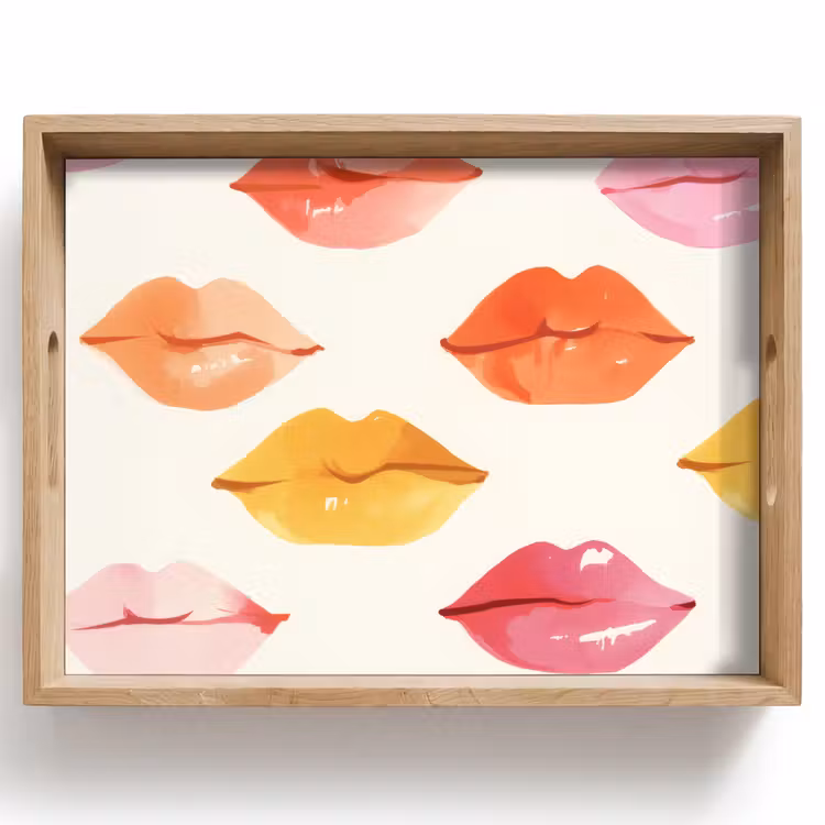 Tablett - Lippen - Bunt - Glänzend — 1
