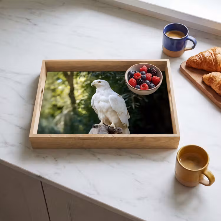 Tablett - Adler - Holz - Weiß - Pflanzen — 3